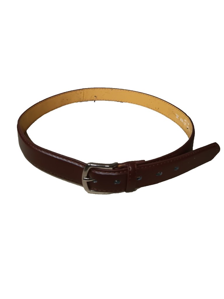 Mens Brown Genuine Leather Belt Silver Tone Buckle Xl 34 Unisex